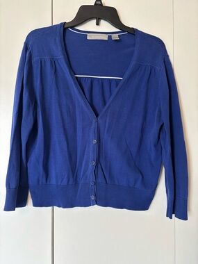 Liz Claiborne Royal Blue V-Neck Button Front Cardigan